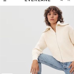 Everlane Chunky Cardigan, 100% Organic Cotton, Cream colour